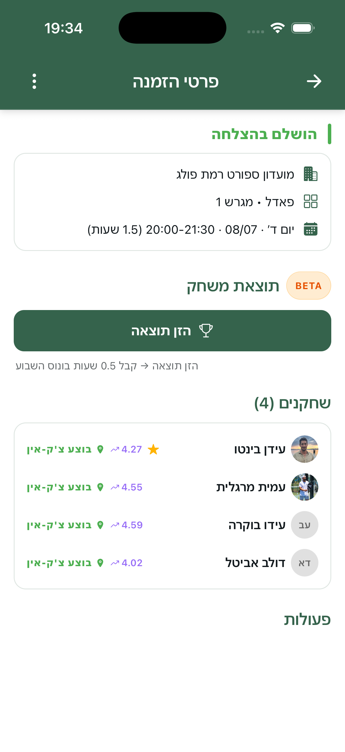 פרטי הזמנה, שחקנים ותוצאות
